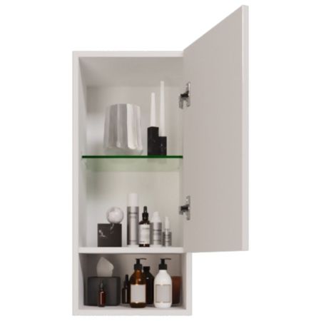 Полупенал PERFECTO, 35 см, подвесной, правый, 1 дверца, push-to-open, 1 стеклянная полка, белый глянец, артикул 99.0810