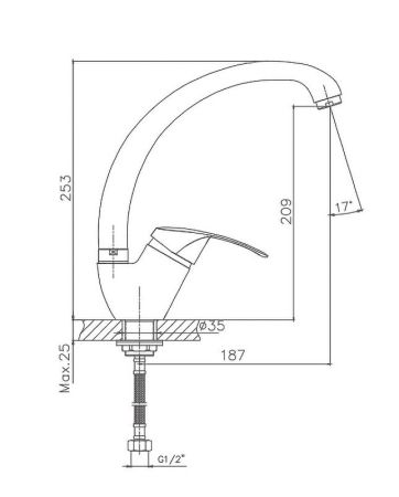 Смеситель для кухни Cron CN4121-2, хром, артикул CN4121-2