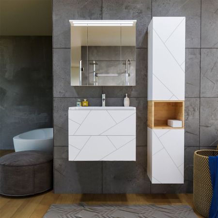 Тумба под раковину подвесная Бриклаер КРИСТАЛЛ белый, 70 см, артикул 4627125415951