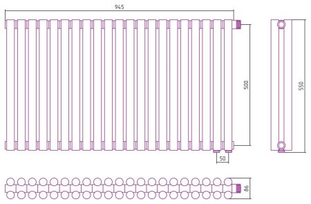 Отопительный радиатор ЭСТЕТ-11 н/ж EU50 500х945 / 21 сек (САТИН), артикул 071-0312-5021