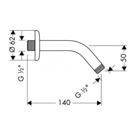 HG Держатель верхнего душа, настенный, 128мм, G1/2, цвет: хром