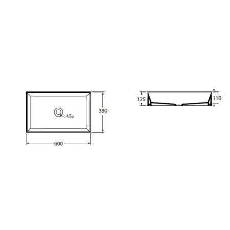 AZZURRA ELEGANCE Squared раковина подвесная/накладная 60х38х15 см без отв. под смеситель , цвет белый, артикул ELLA060380Q0BI/(EQA6038*bi)*0