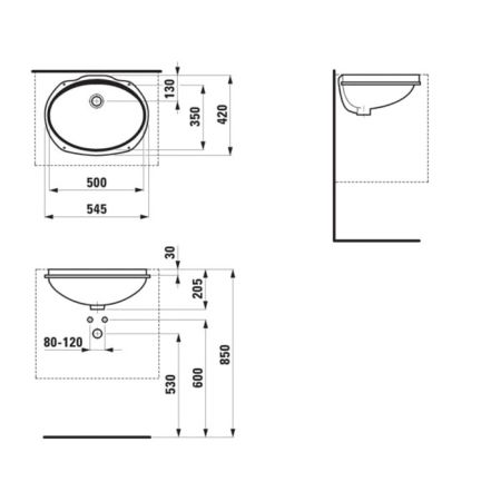 Laufen Savoy Раковина встраиваемая снизу, 500*350/205мм , цвет белый глянец