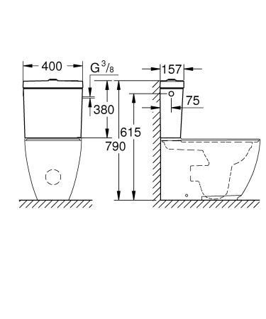 Смывной бачок для унитаза GROHE Essence Ceramic, наполнение сбоку, альпин-белый (39578000), артикул 39578000