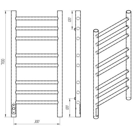 Полотенцесушитель электро "Лаванда ЧК П8 300х700", белый муар, левый