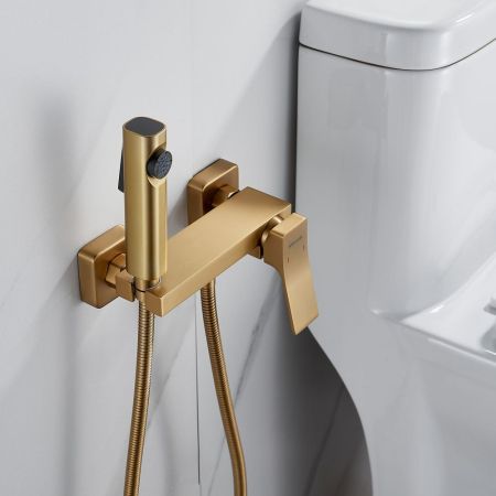 Гигиенический душ со смесителем Shevanik S4005G-1, золотой сатин