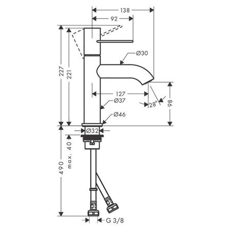 AX Uno Смеситель для раковины 100, цвет полированное золото, артикул 38026990