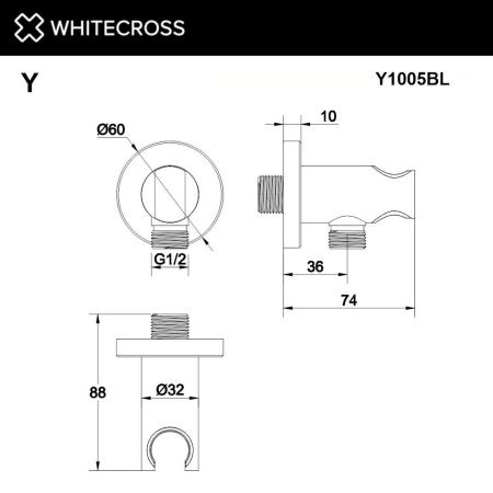 Угловой соединительный элемент WHITECROSS Y1005BL (черный мат) Угловой соединительный элемент WHITECROSS Y1005BL (черный мат)