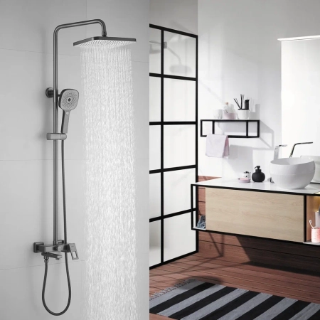 Душевая система Shevanik S8236T, оружейная сталь