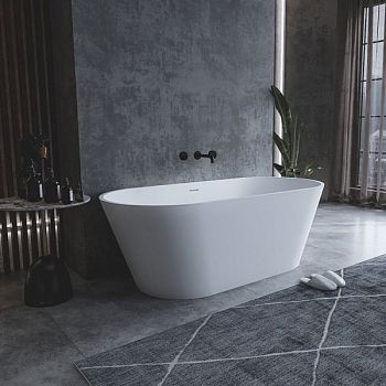 Ванна из искусственного камня Solid Surface 1700x750x530, с ручкой CEZARES CZR-COMFORT-170-75-53-SSB-HND