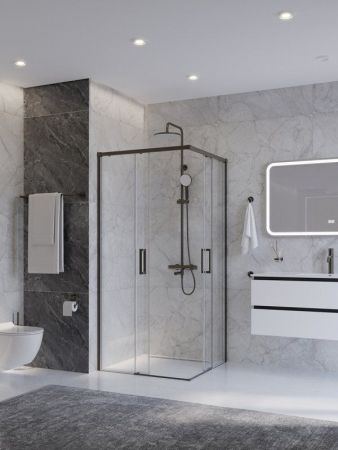 PLANE-A-2-90-C-GM Душевой уголок, отделка Оружейная сталь, артикул PLANE-A-2-90-C-GM