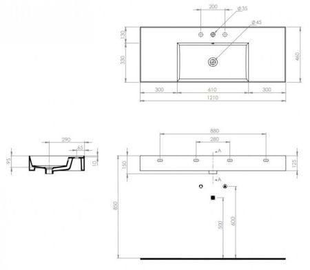 Керамическая раковина TWENTY 120 см, артикул TW14011