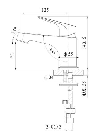 Смеситель для раковины WONZON & WOGHAND BALANCE, Хром (WW-051101-CR)