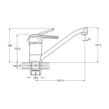 Смеситель для кухни G.Lauf 4G4-A182, хром