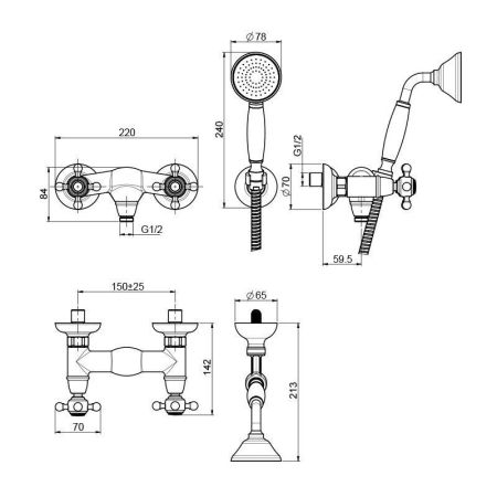 FIMA|Carlo Frattini Elizabeth Смеситель для душа внешнего монтажа, с душевым комплектом, цвет хром, артикул F5085CR