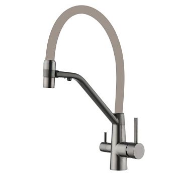 Смеситель для кухни с подключением фильтра воды Fmark FS1462-Q12, графит/бежевый
