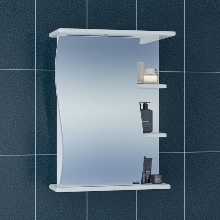 Зеркальный шкаф СаНта Волна 55 с подсветкой, левый 101011