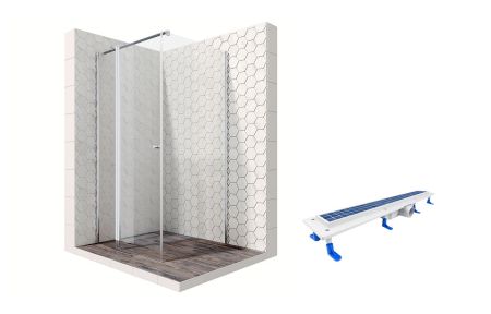 Душевой уголок Ambassador Nord 13011106-ST12, квадратный, линейный трап, 100х100, артикул 13011106-ST12