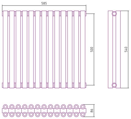 Отопительный радиатор ЭСТЕТ-00 н/ж 500х585 / 13 сек (БЕЛЫЙ), артикул 12-0332-5013