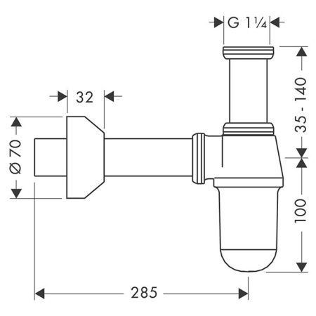 HG Сифон-стакан для раковины, цвет: хром, артикул 52010000