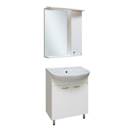 Зеркало со шкафом Runo Ирис 55 4620750022419 с подсветкой L Белое, артикул 4620750022419