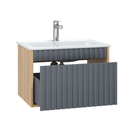 Тумба Onika Дайлер 60 подвесная графит/дуб сонома (ум. Бергамо Нова 60), артикул 106151