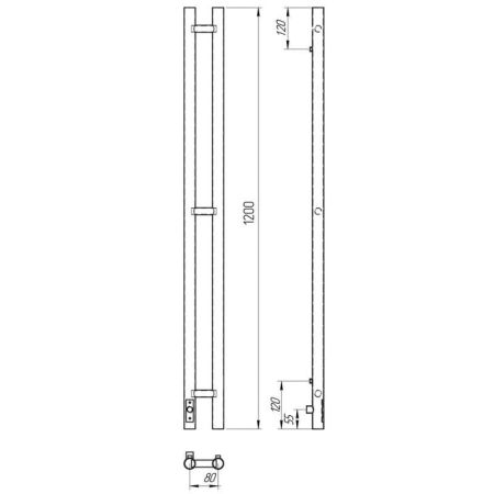 Полотенцесушитель электро "Прайм П3 80х1200 ДУЭТ", левый