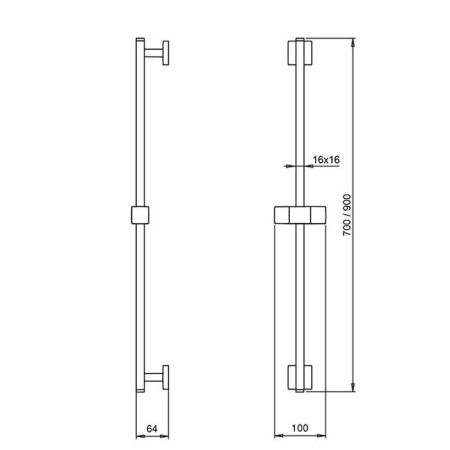 Almar Душевая штанга квадратная 700 мм, латунь/ABS, хром, артикул E087005.CR