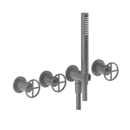 Fantini Fontane Bianche Смеситель для ванны, встраиваемый, без излива, с ручн.душем, (наружняя часть), цвет: Matt Gun Metal PVD, артикул 47 P5 P017B