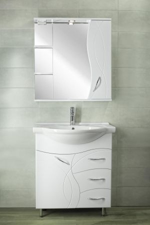 Тумба "Амелия 75" (3 ящ.) с раковиной Байкал 75, артикул ЛС-00002281