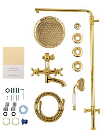 Душевая система WONZON & WOGHAND RETRO, Глянцевое золото (WW-88739020-PG), артикул WW-88739020-PG