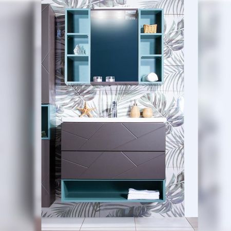 Комплект мебели для ванной Бриклаер КРИСТАЛЛ 80ZNN, графит/муссон, артикул КРИСТАЛЛ 80ZNN