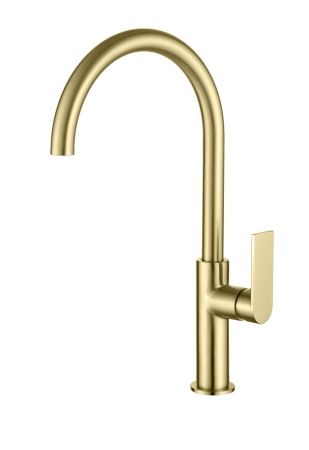 AQG Alpha, смеситель для кухни с закругленным поворотным  изливом, цвет матовое золото (PVD), артикул 05SOA500OC