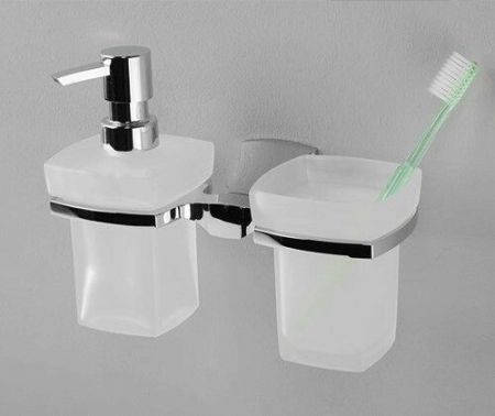 Стакан для зубных щеток с дозатором жидкого мыла WasserKRAFT Wern K-2589 Хром