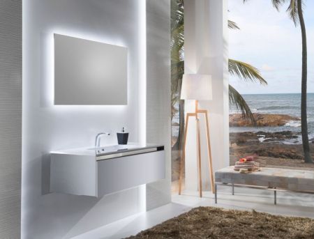 Тумба с раковиной SanVit Кубэ-1 100 kkube1100 в цвете Ral подвесная Розовый глянец, артикул kkube1100