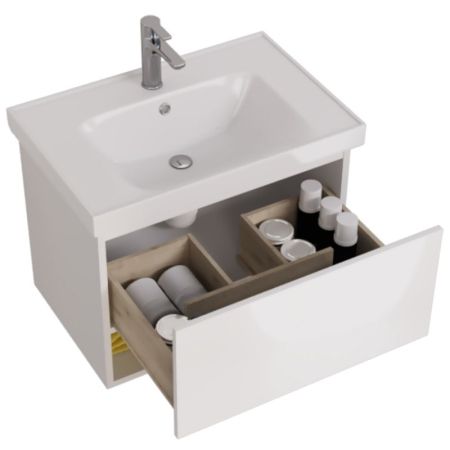 PERFECTO Тумба 70 см подвес. 1 ящ., push-to-open, белый глянец