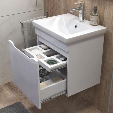 Тумба под раковину подвесная VIGO Grani 028 белый, 50 см, артикул 028 белый