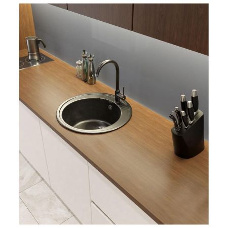 Кухонная мойка GranFest RONDO 520, черный, артикул R-520 черный