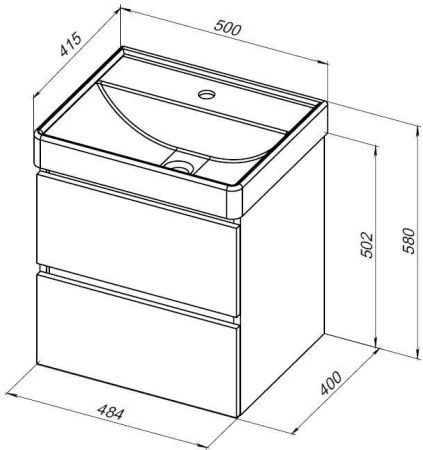 Тумба под раковину Aquanet Вега 2.0 50 черный, артикул 00337952