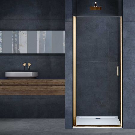 Душевая дверь Alpha VDP-3AL700CLG , брашированное золото, стекло прозрачное, артикул VDP-3AL700CLG