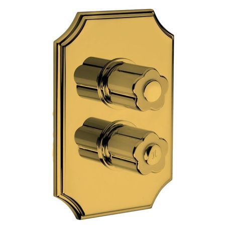 Bongio Fleur Blanc Встраиваемый термостатический смеситель (2 источника), цвет золото/черный фарфор(без встраив части 09728), артикул 12549OREU