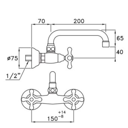 Stella Roma Смеситель для мойки настенный 3245/200, длина излива 200мм цвет: хром, артикул RM 04006 CR00