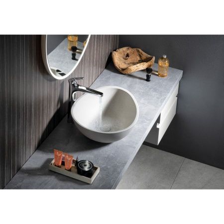 Раковина-чаша PUNC из искусственного камня, со сливом, 53x39см, на столешницу, белый песчаник, Sapho Раковина-чаша PUNC из искусственного камня, со сливом, 53x39см, на столешницу, белый песчаник, Sapho