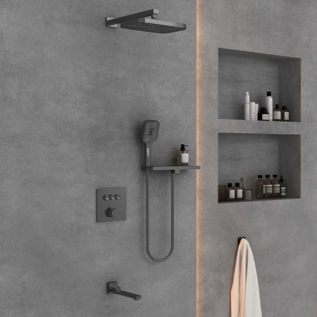 Душевой комплект VSFW-4311RGM встраиваемый, 3 режима, вороненая сталь, артикул VSFW-4311RGM