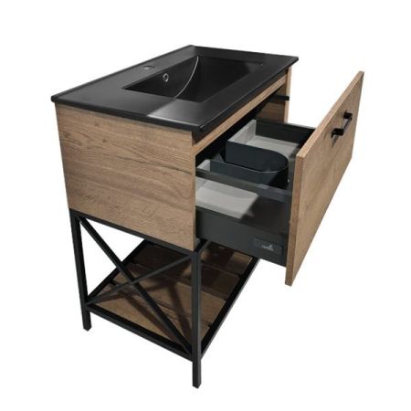 Тумба с раковиной Comforty Бредфорд 75 4149064 Дуб темный, артикул 4149064