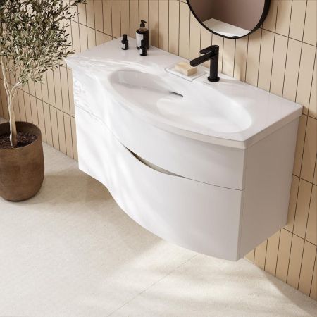 Тумба RIVA 100 см правая, белая матовая, артикул RV.100Rh\WHT.M