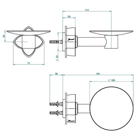 THG PETALE DE CRISTAL BLEU Мыльница металлическая ø100 мм., подвесная, цвет хром, артикул U6B-A02-546