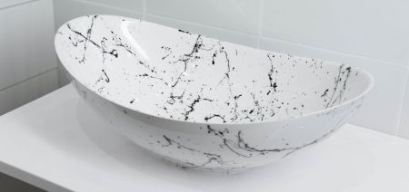 Раковина накладная Орион, белый мрамор, артикул SP-00001054