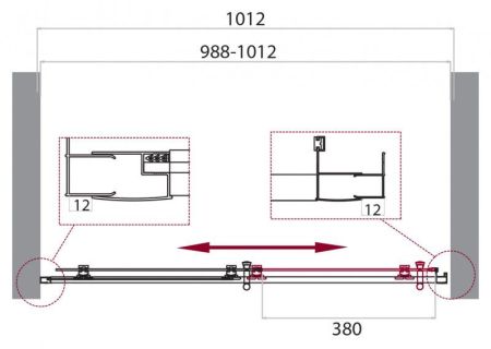 Душевая дверь в нишу BELBAGNO UNO-195-BF-1, артикул UNO-195-BF-1-120-C-NERO