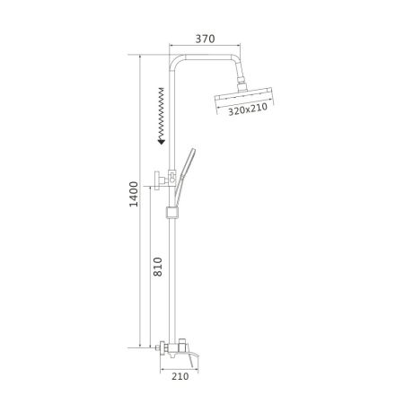 Душевая система Shevanik S4036H, черный